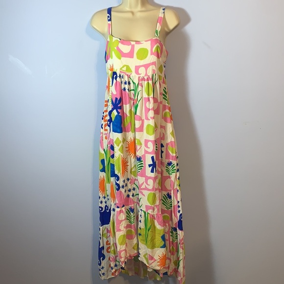 Paper Heart funky Colorful Sleeveless Empire dress tires bottom long size small - Picture 1 of 6